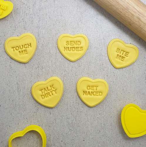 Cookie Stamp Embosser & Cutter - Naughty Candy Hearts